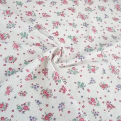 Tissu coton texturé fleurs Liberty – Blanc fond blanc