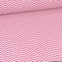 Tissu coton Tezy motif zigzag chevrons Framboise - OEKO TEX