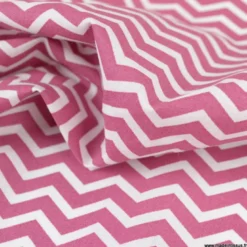 Tissu coton Tezy motif zigzag chevrons Framboise - OEKO TEX