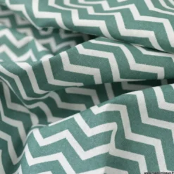 Tissu coton Tezy motif zigzag chevrons Thym - OEKO TEX