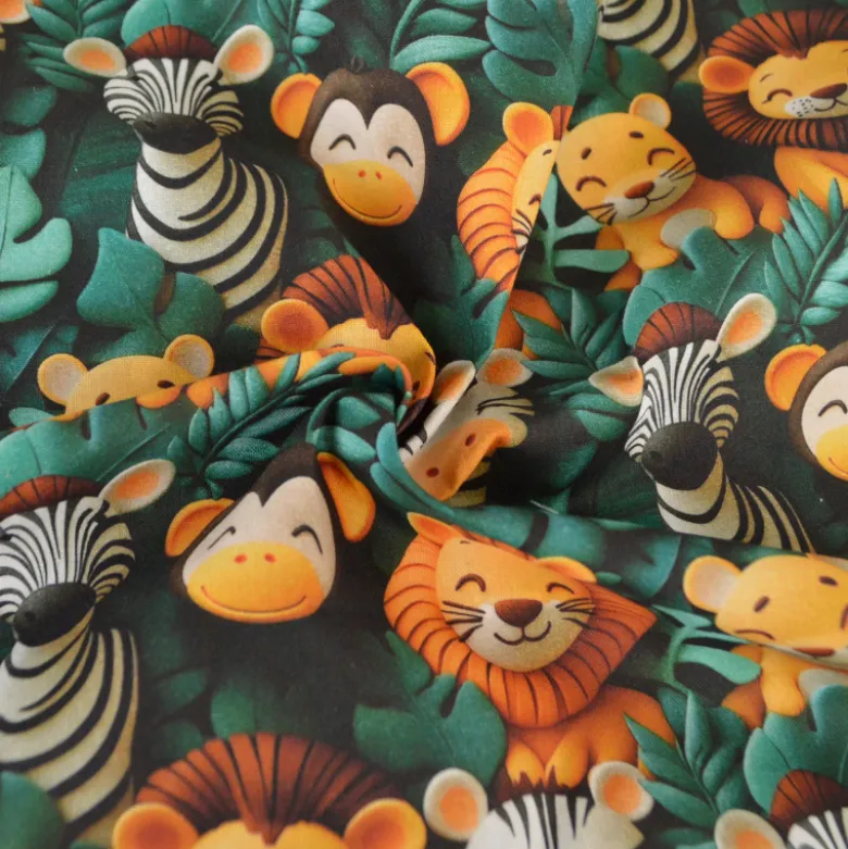 Tissu coton Tiny Wild façon 3D - Motif animaux de la Savane