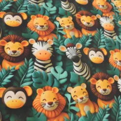 Tissu coton Tiny Wild façon 3D - Motif animaux de la Savane