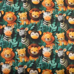 Tissu coton Tiny Wild façon 3D - Motif animaux de la Savane