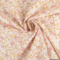 Tissu coton Tisania imprimé fleurs Marsala et Ocre - OEKO TEX