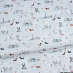 Tissu coton Titidparis motif tour Eiffeil, teckels, bistrot Parisien - OEKO TEX