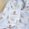 Tissu coton Volloin motif ours aviateur et lune fond ciel - OEKO TEX