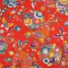 Tissu coton Wasabi motif fleurs et papillons japonais - Rouge