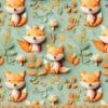 Tissu coton Zorri façon 3D - Motif renards fond vert