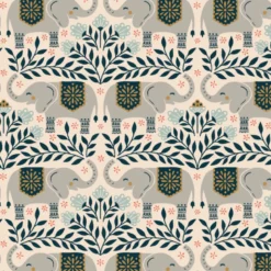 Tissu Cotton and Steel, collection Savanna motif Happy Elephants gris - OEKO TEX