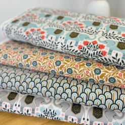 Tissu Cotton and Steel, collection Savanna motif Happy Elephants gris - OEKO TEX