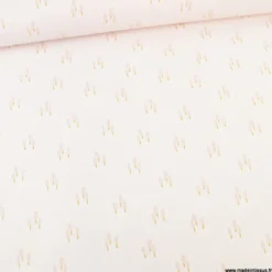 Tissu cretonne coton Ardain motifs arbres fond Rose fanée -OEKO TEX