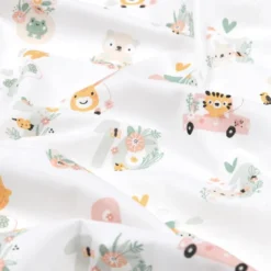 Tissu cretonne coton Babylove motifs voitures, animaux et chiffres - oeko tex
