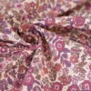 Tissu cretonne coton Barbara petites fleurs violettes fond écru