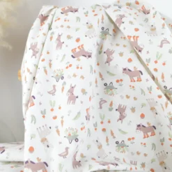 Tissu cretonne coton Baudet motif ânes et canards fond écru - OEKO TEX