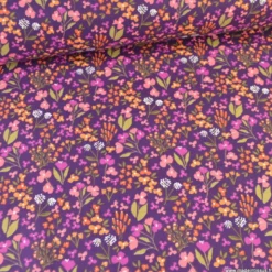 Tissu cretonne coton Bibury petites fleurs fond violet
