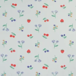 Tissu cretonne coton Crumble motif fraises, cerises et fleurs fond écru - OEKO TEX