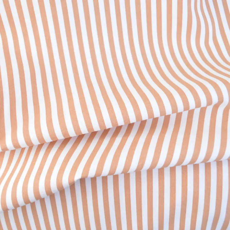 Tissu cretonne coton Edouard à rayures Nuts fond blanc - OEKO TEX