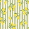 Tissu Cretonne Coton Etna – Citrons Jaunes sur Rayures Amande