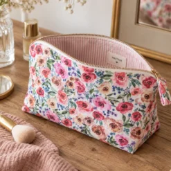 Tissu cretonne coton Honorine motif fleurs rouges et roses – OEKO TEX