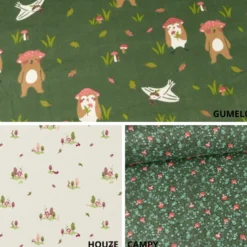 Tissu cretonne coton Houze motif petites maisons fond écru - OEKO TEX
