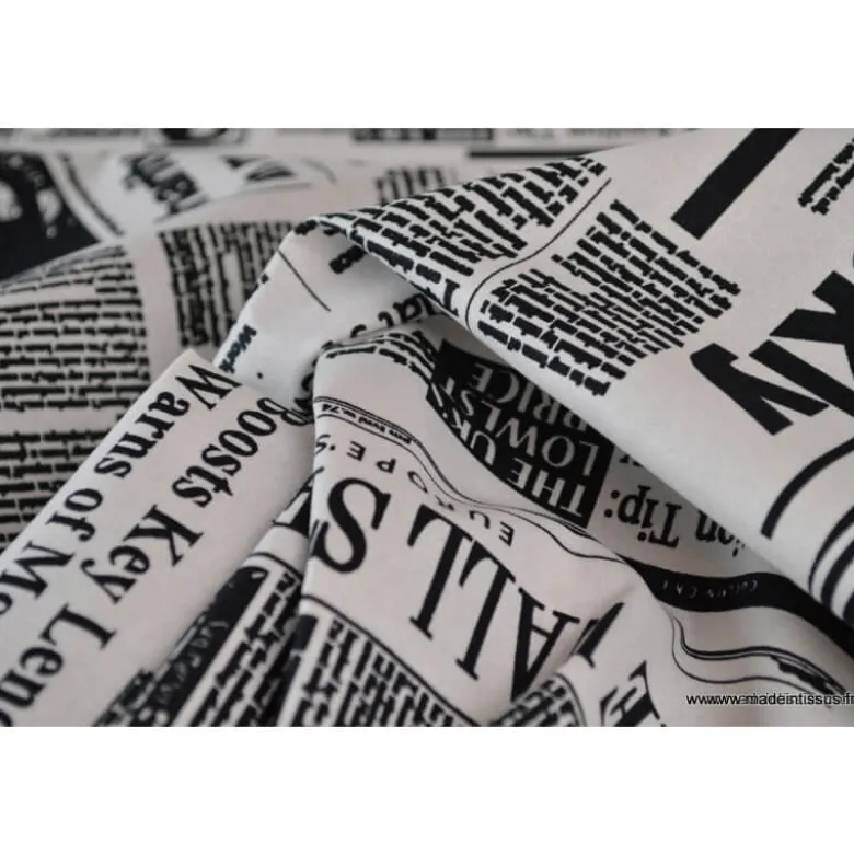 Tissu Cretonne coton imprimé Journal