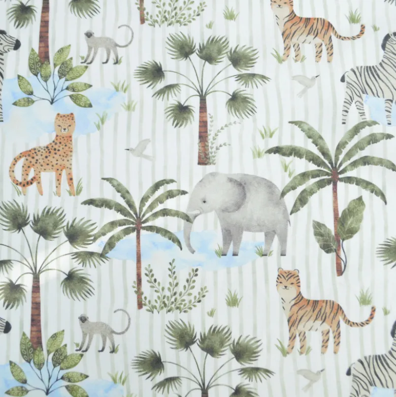 Tissu cretonne coton Jungo motif animaux -OEKO TEX