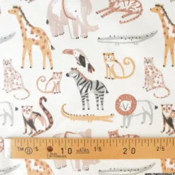 Tissu cretonne coton Kassem motif animaux de la savane -OEKO TEX