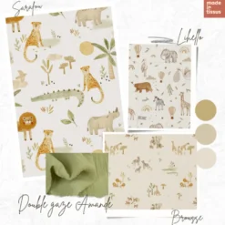 Tissu cretonne coton Lihello motif animaux de la Jungle -OEKO TEX