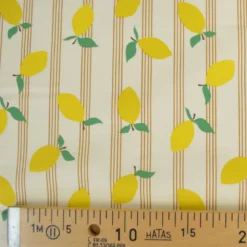 Tissu cretonne coton Lime motif citrons fond écru - OEKO TEX