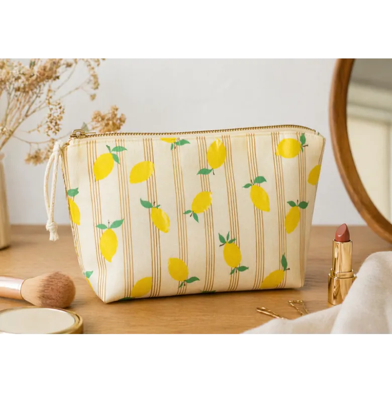 Tissu cretonne coton Lime motif citrons fond écru - OEKO TEX