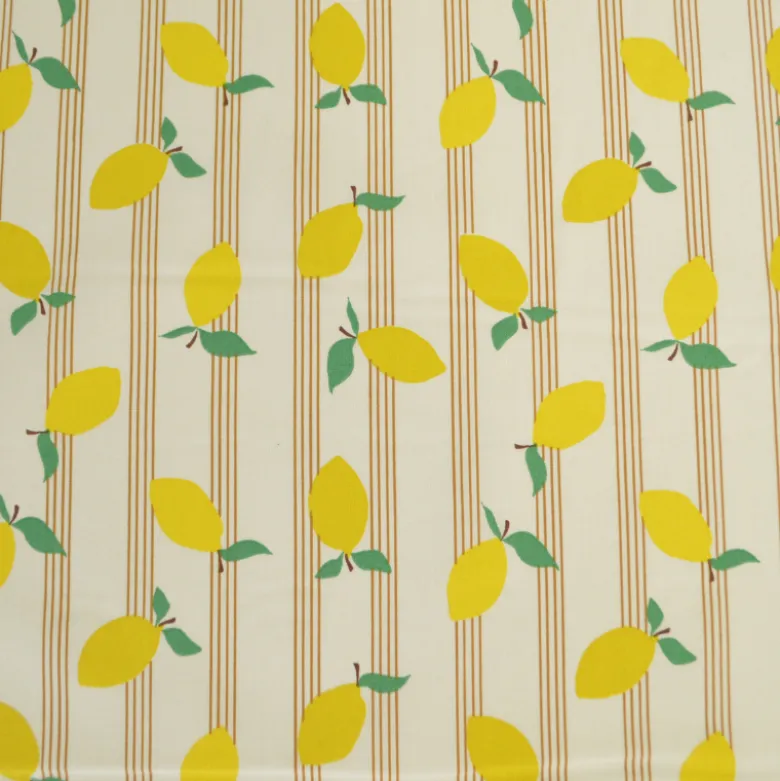 Tissu cretonne coton Lime motif citrons fond écru - OEKO TEX
