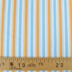 Tissu cretonne coton Lydia à rayures bleues et oranges - OEKO TEX