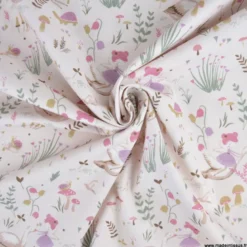 Tissu cretonne coton Maelyne motif Fées, cygnes et animaux – OEKO TEX