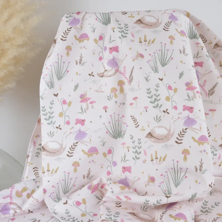 Tissu cretonne coton Maelyne motif Fées, cygnes et animaux – OEKO TEX