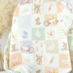 Tissu cretonne coton Magdy motif patchwork de la ferme -OEKO TEX