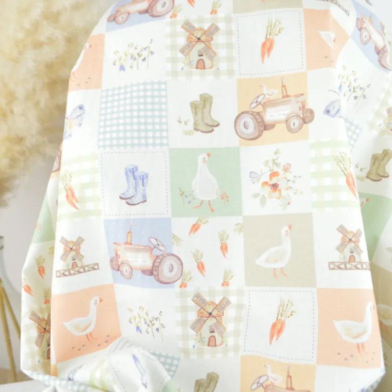Tissu cretonne coton Magdy motif patchwork de la ferme -OEKO TEX