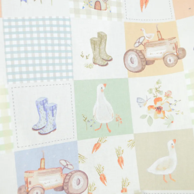 Tissu cretonne coton Magdy motif patchwork de la ferme -OEKO TEX