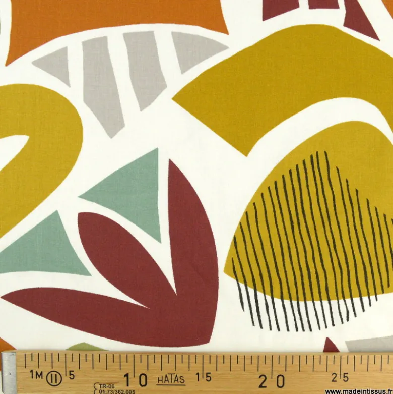 Tissu cretonne coton Miro curry -OEKO TEX