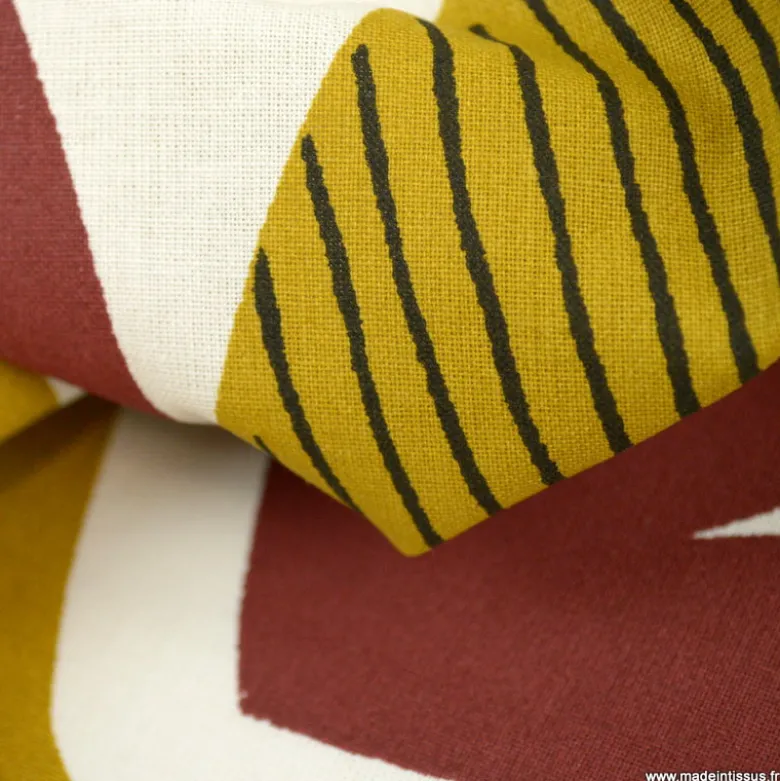Tissu cretonne coton Miro curry -OEKO TEX