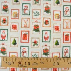 Tissu cretonne coton Noël motif cartes vintages