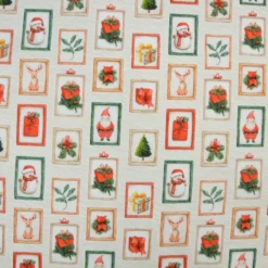 Tissu cretonne coton Noël motif cartes vintages