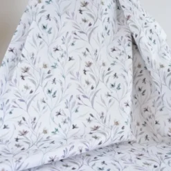 Tissu cretonne coton Ondaline feuillage gris et prune - OEKO TEX