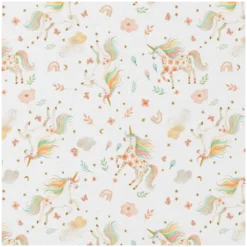 Tissu cretonne coton Orianna motif licornes et arcs-en-ciel – OEKO TEX