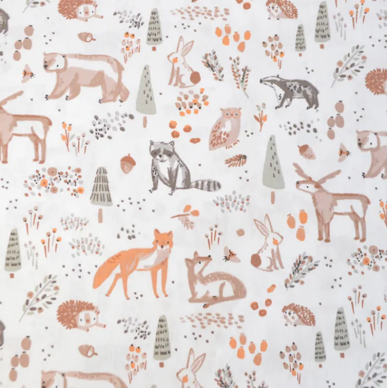 Tissu cretonne coton Ottawa motif animaux fond blanc -OEKO TEX