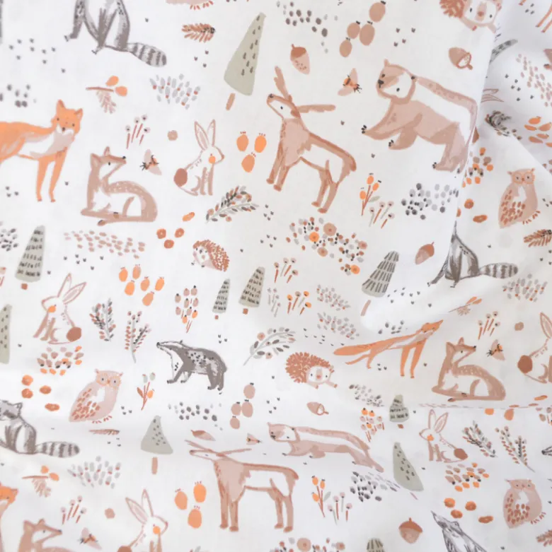 Tissu cretonne coton Ottawa motif animaux fond blanc -OEKO TEX