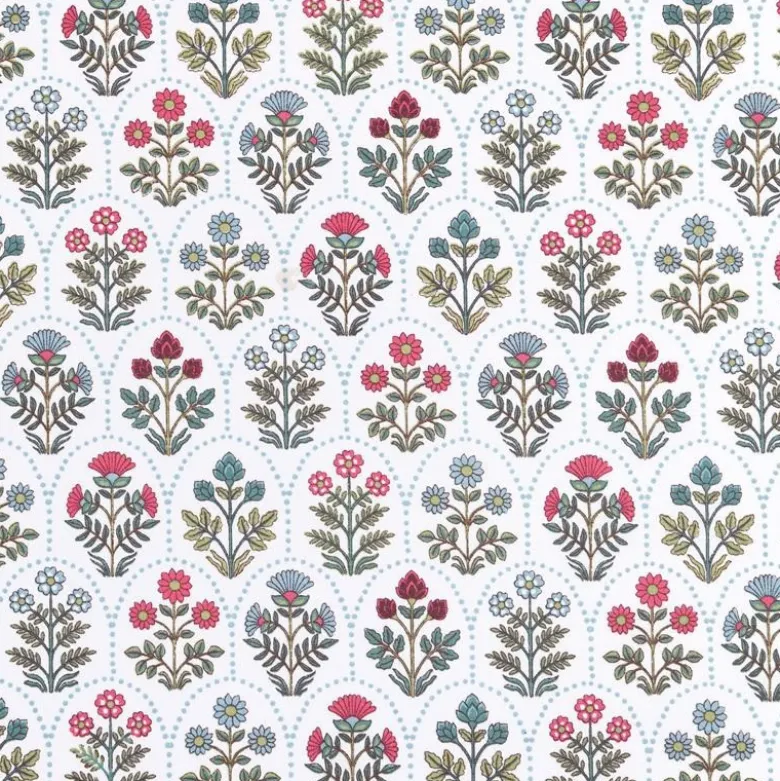 Tissu cretonne coton Saphir motifs fleurs - OEKO TEX