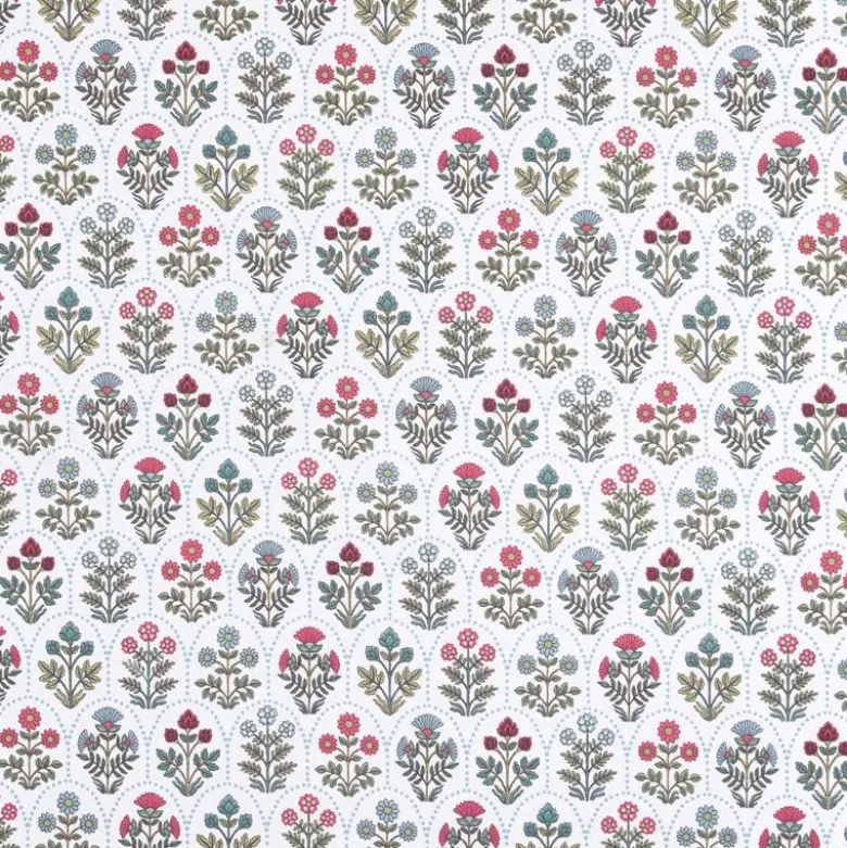 Tissu cretonne coton Saphir motifs fleurs - OEKO TEX