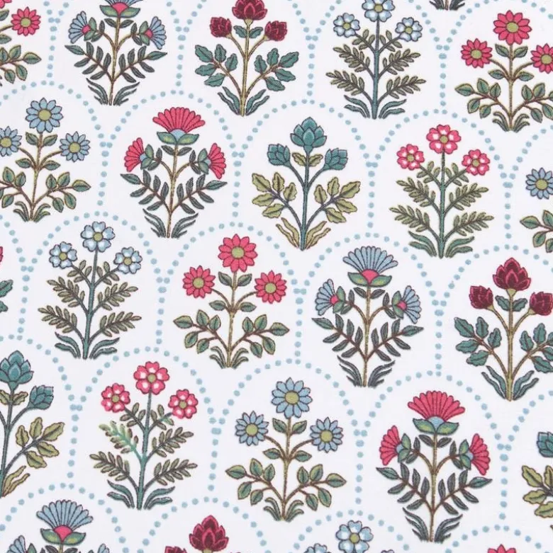 Tissu cretonne coton Saphir motifs fleurs - OEKO TEX