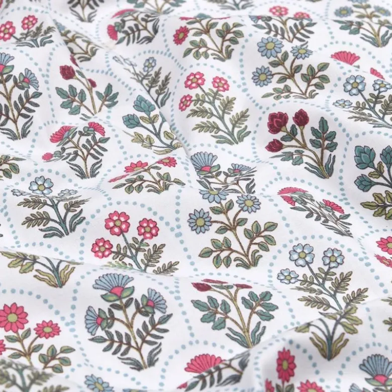 Tissu cretonne coton Saphir motifs fleurs - OEKO TEX