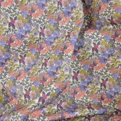 Tissu cretonne coton Seasons fleurs pêche et kaki - OEKO TEX